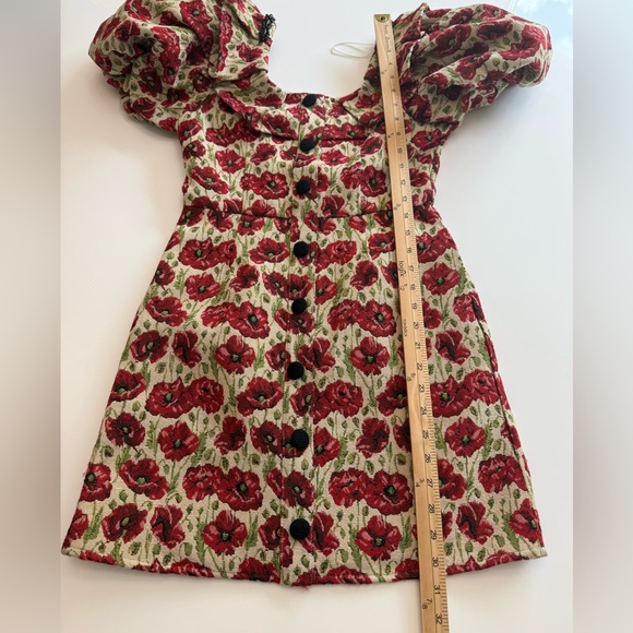 NWT SISTER JANE SHIRLEY POPPY TAPESTRY DRESS - TAN RED FLORAL Sz Small - Picture 13 of 16